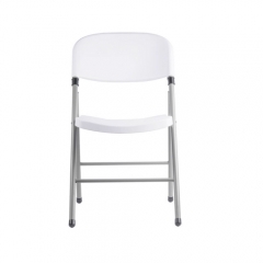 Lancaster Table & Seating White Contoured Blow Molded Folding Chair with Gray Frame