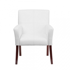 Flash Furniture BT-353-WH-GG White Leather Executive Side / Reception Chair with Mahogany Legs