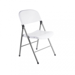 Lancaster Table & Seating Almond Contoured Blow Molded Folding Chair with Charcoal Frame