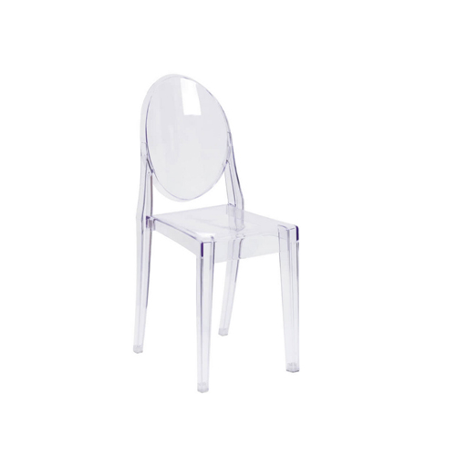 Flash Furniture FH-111-APC-CLR-GG Ghost Transparent Polycarbonate Outdoor / Indoor Stackable Side Chair with Oval Back