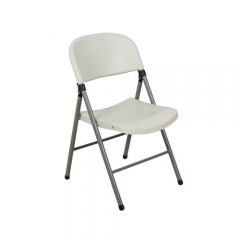 Lancaster Table & Seating Almond Contoured Blow Molded Folding Chair with Charcoal Frame