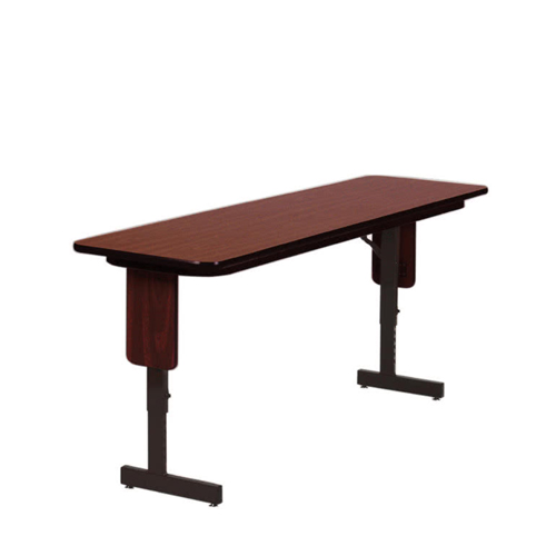 Correll SPA1872PX06 18" x 72" Medium Oak Adjustable Height Panel Leg Folding Seminar Table