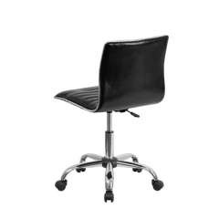 Flash Furniture DS-512B-BK-GG Mid-Back Designer Ribbed Black Leather Office Chair / Task Chair