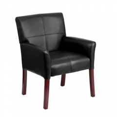 Flash Furniture BT-353-BK-LEA-GG Black Leather Executive Side / Reception Chair with Mahogany Legs