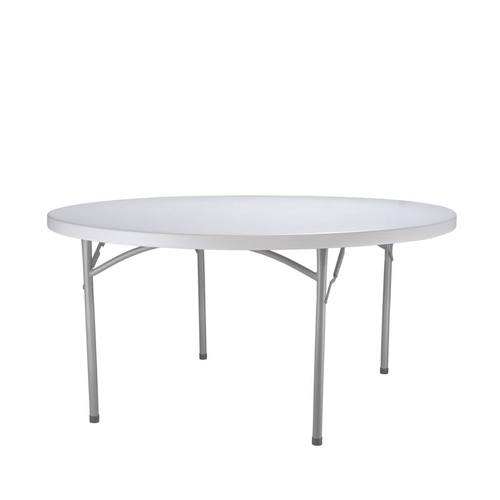 Lancaster Table & Seating 60" Round Heavy Duty Granite White Plastic Folding Table