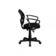 Flash Furniture WA-3074-BK-A-GG Mesh Office / Task Chair with Nylon Frame, Swivel Base, and Polyurethane Arms