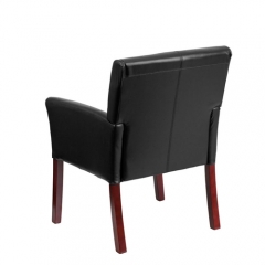 Flash Furniture BT-353-BK-LEA-GG Black Leather Executive Side / Reception Chair with Mahogany Legs