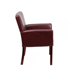 Flash Furniture BT-353-BURG-GG Burgundy Leather Executive Side / Reception Chair with Mahogany Legs