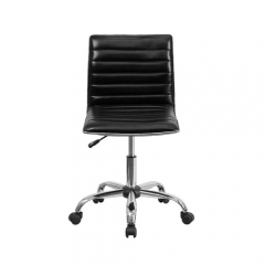 Flash Furniture DS-512B-BK-GG Mid-Back Designer Ribbed Black Leather Office Chair / Task Chair