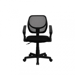 Flash Furniture WA-3074-BK-A-GG Mesh Office / Task Chair with Nylon Frame, Swivel Base, and Polyurethane Arms