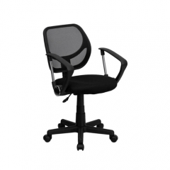 Flash Furniture WA-3074-BK-A-GG Mesh Office / Task Chair with Nylon Frame, Swivel Base, and Polyurethane Arms