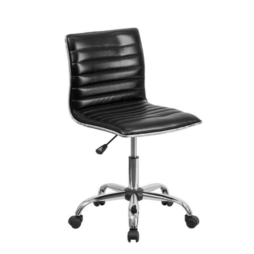 Flash Furniture DS-512B-BK-GG Mid-Back Designer Ribbed Black Leather Office Chair / Task Chair