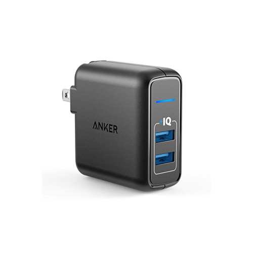 Anker Elite USB Charger, Dual Port 24W Wall Charger, PowerPort 2 with PowerIQ and Foldable Plug