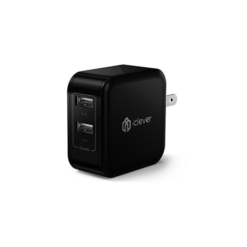 iClever BoostCube 4.8A 24W Dual USB AC Power Adapter with SmartID Technology