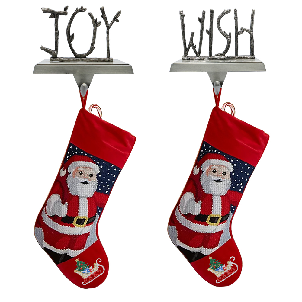 fireplace twig WISH stocking holder christmas hook metal stand  mantle stocking holders