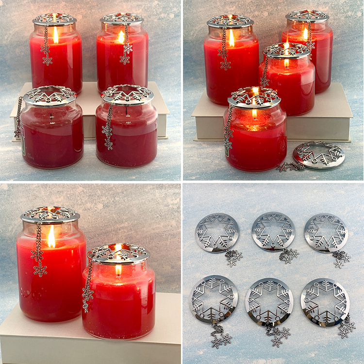 custom glass candle jar toppers zinc alloy house Illuma-lids,wholesale Christmas decorative metal candle jar topper