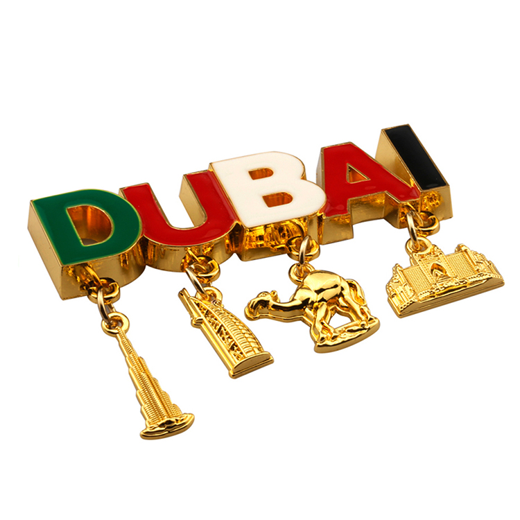Personalized Dubai Souvenirs Epoxy Metal Fridge Magnets 3D Building Mold Fridge Magnet