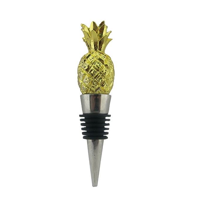 3d pineapple wine stopper custom shape metal bottle stopper