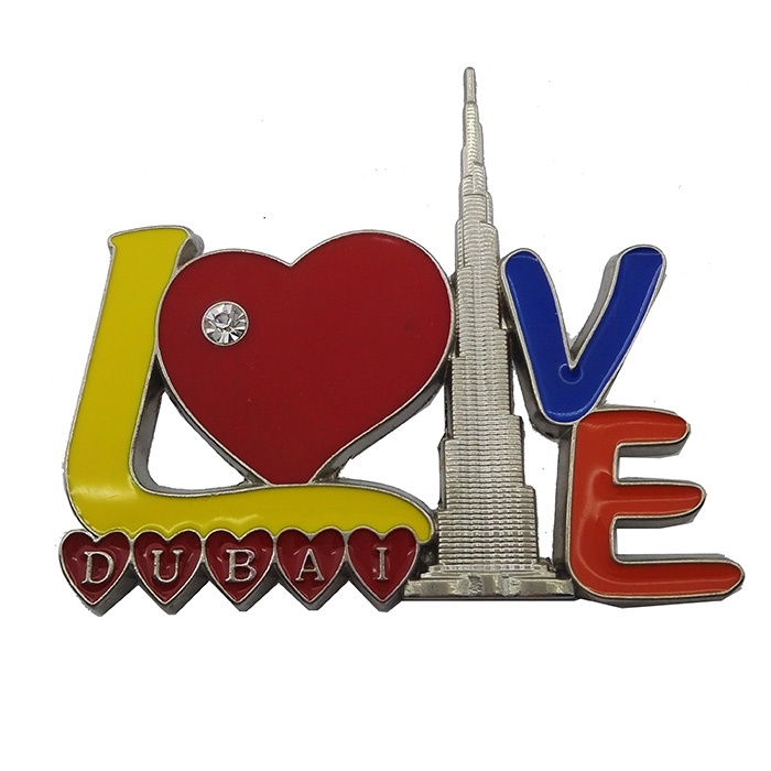 Personalized Dubai Souvenirs Epoxy Metal Fridge Magnets 3D Building Mold Fridge Magnet