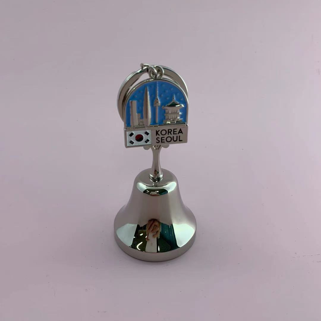 Souvenirs de voyage personnalisés cadeaux 3D Bell Metal High Gloss Key Ring Metal Bell Key Lock Zinc Alloy
