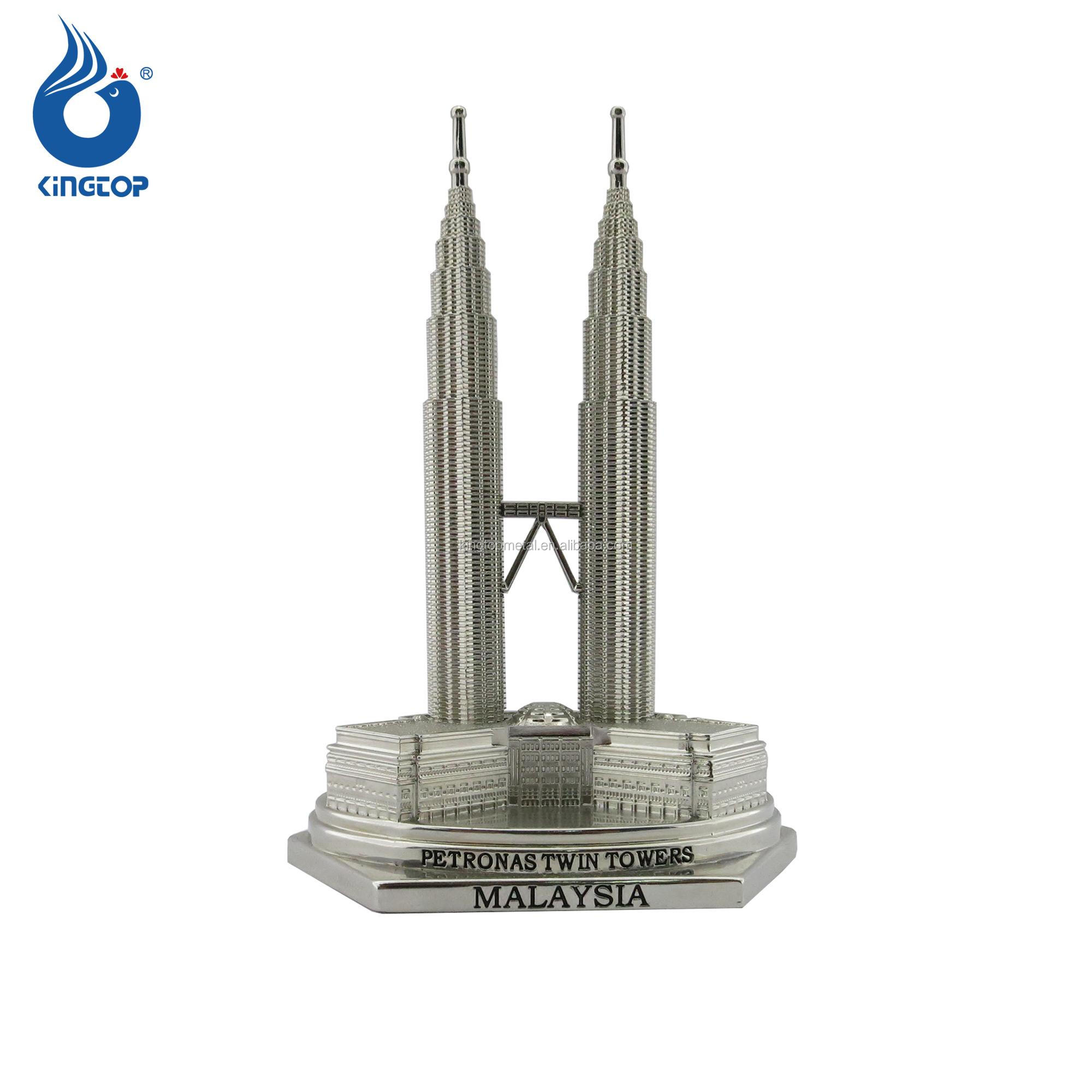 Souvenir 3D Building Model,Malasia Metal Souvenirs Petronas Twin Towers 3D model buidling,Silver Malaysia Souvenir Metal 3D Petronas Twin Towers Model Building