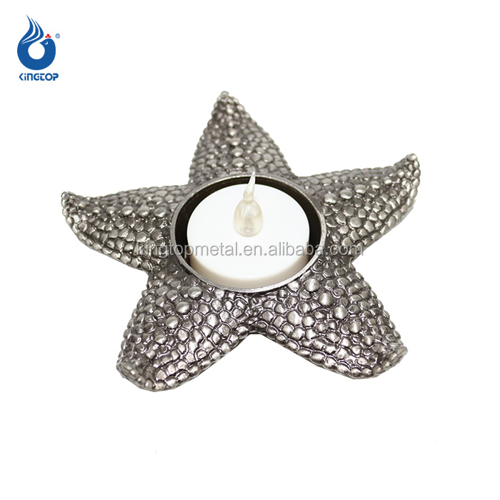 Table Top Silver Metal Starfish Ocean Tealight Candle Holder