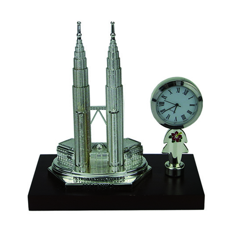 Directement fournisseur personnalisé argent Petronas tours jumelles 3D modèle de construction Malaisie Souvenir 3D modèle de bâtiment