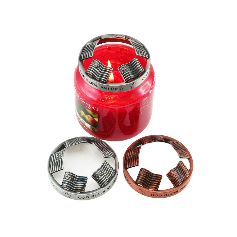 custom metal Illuma-lid US flag candle jar lid with candle jar top accessory,zinc alloy decorative candle jar topper