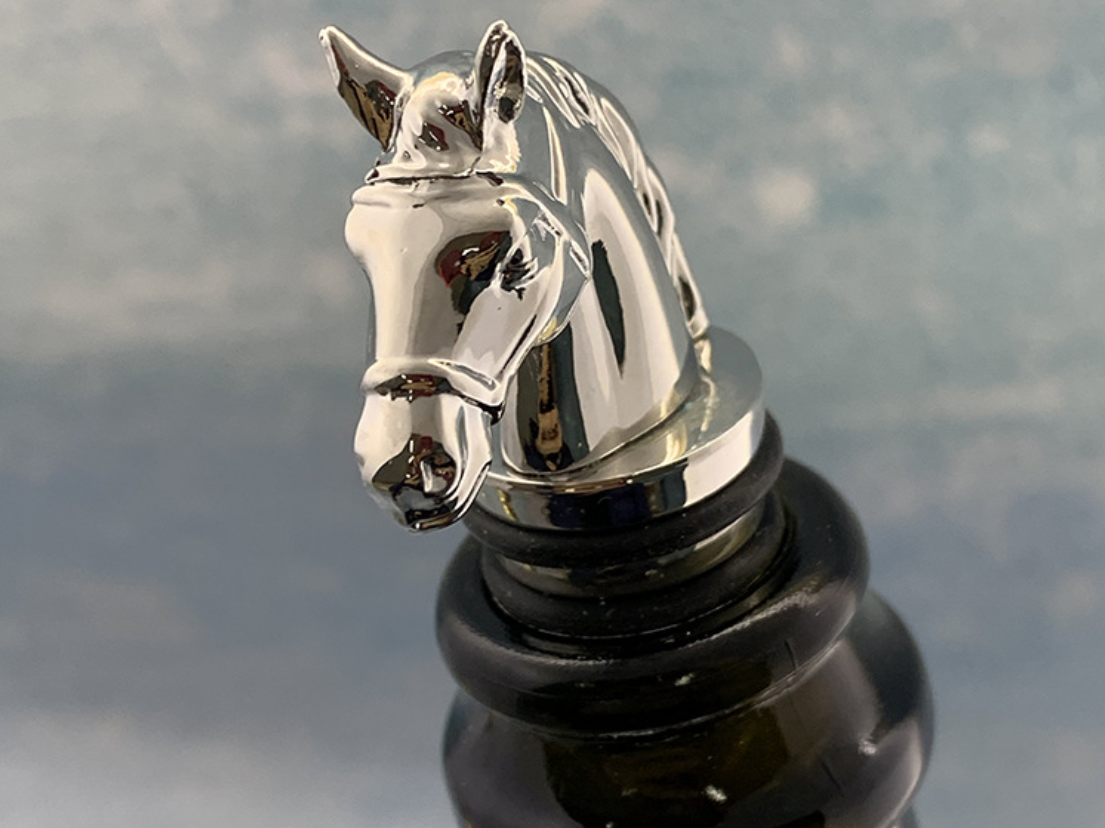 Custom Vacuum Beadable Cork Wine Bottle Stopper with Gold Plating,Wholesale Animal Horse Head Decorative Wine Stopper
