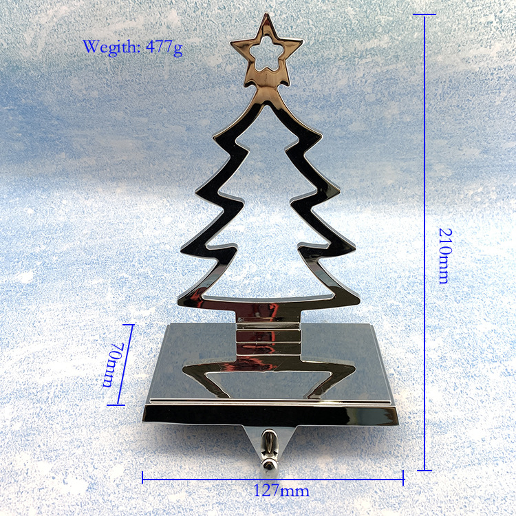 Custom Zinc Alloy Christmas Stocking Holder Silver Christmas Tree Decorative Stocking Holder Metal