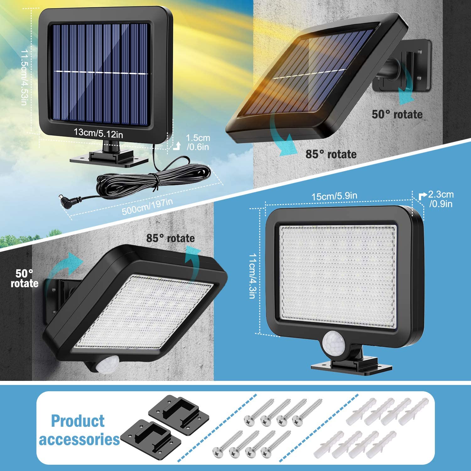 Solar Wall Lights Outdoor garden Waterproof IP65