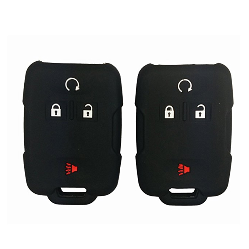 2Pcs Coolbestda Rubber Smart Key Fob Remote Cover Case Protector Wallet Keyless Jacket for Chevrolet Silverado Colorado