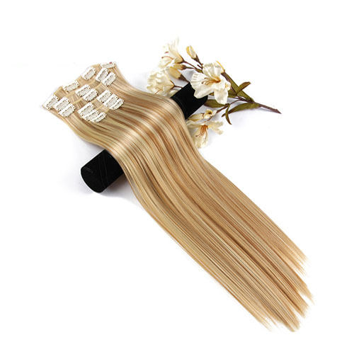 6 Stks/set 22 "Haarstukje 140G Rechte 16 Clips In Valse Styling Haar Synthetische Clip In Hair Extensions Hittebestendige