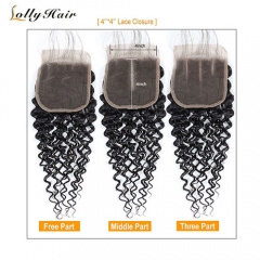 Braziliaanse Kinky Krullend Haar Sluiting met Baby Haar 130% dichtheid Remy Sluiting Krullend Menselijk Haar Vetersluiting 1 PC